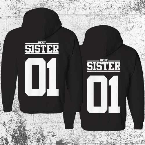 SISTER 01 Hoodie Pullover Schwarz Geschwister Beste